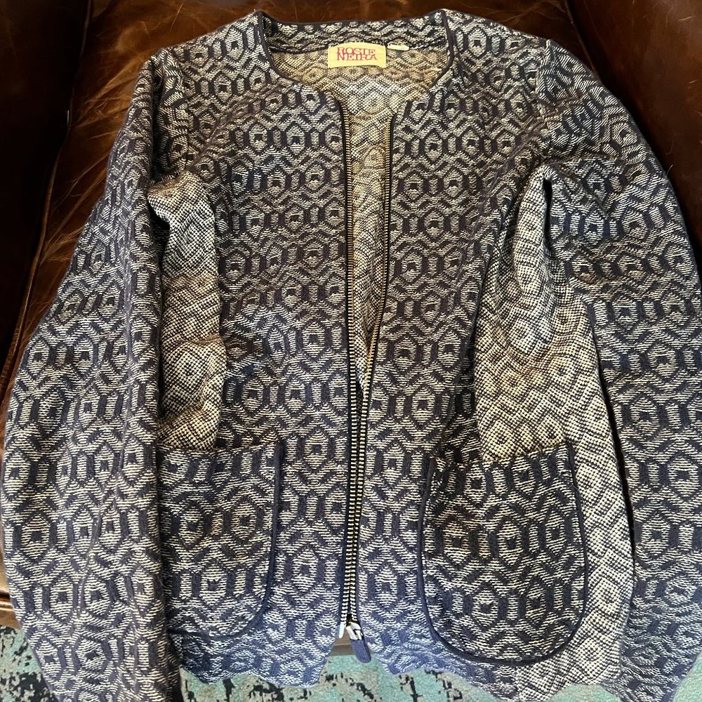 Anthropologie navy printed jacket with pockets